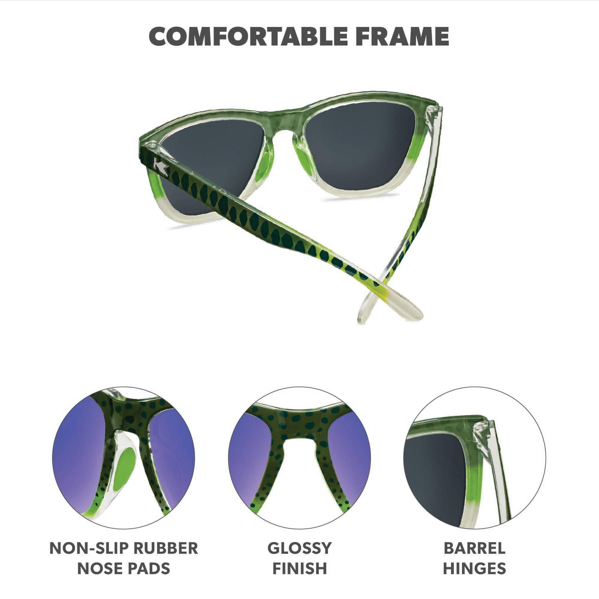 Largemouth Bass Premiums Sport Sunglasses, Frame Features