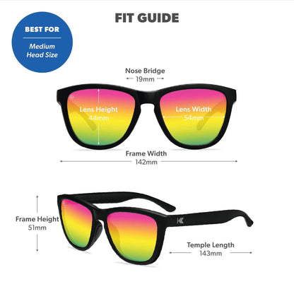 Rainbow on Black Premiums Sport Sunglasses, Fit Guide
