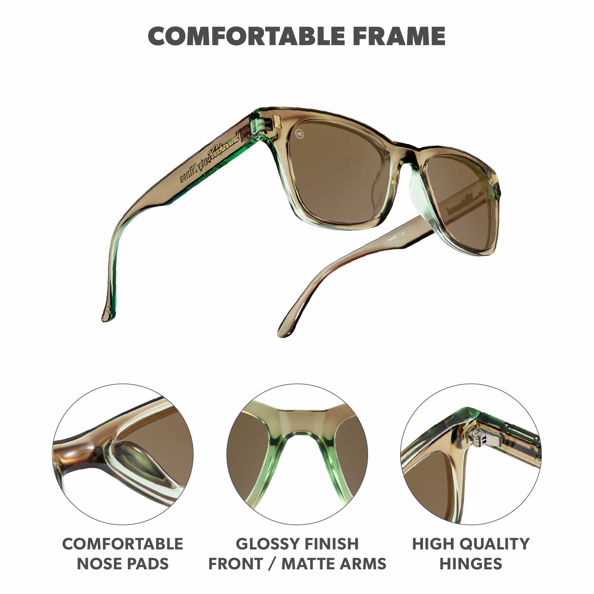 Seventy Nines Square Polarized UV400 Trendy Sunglasses | Knockaround