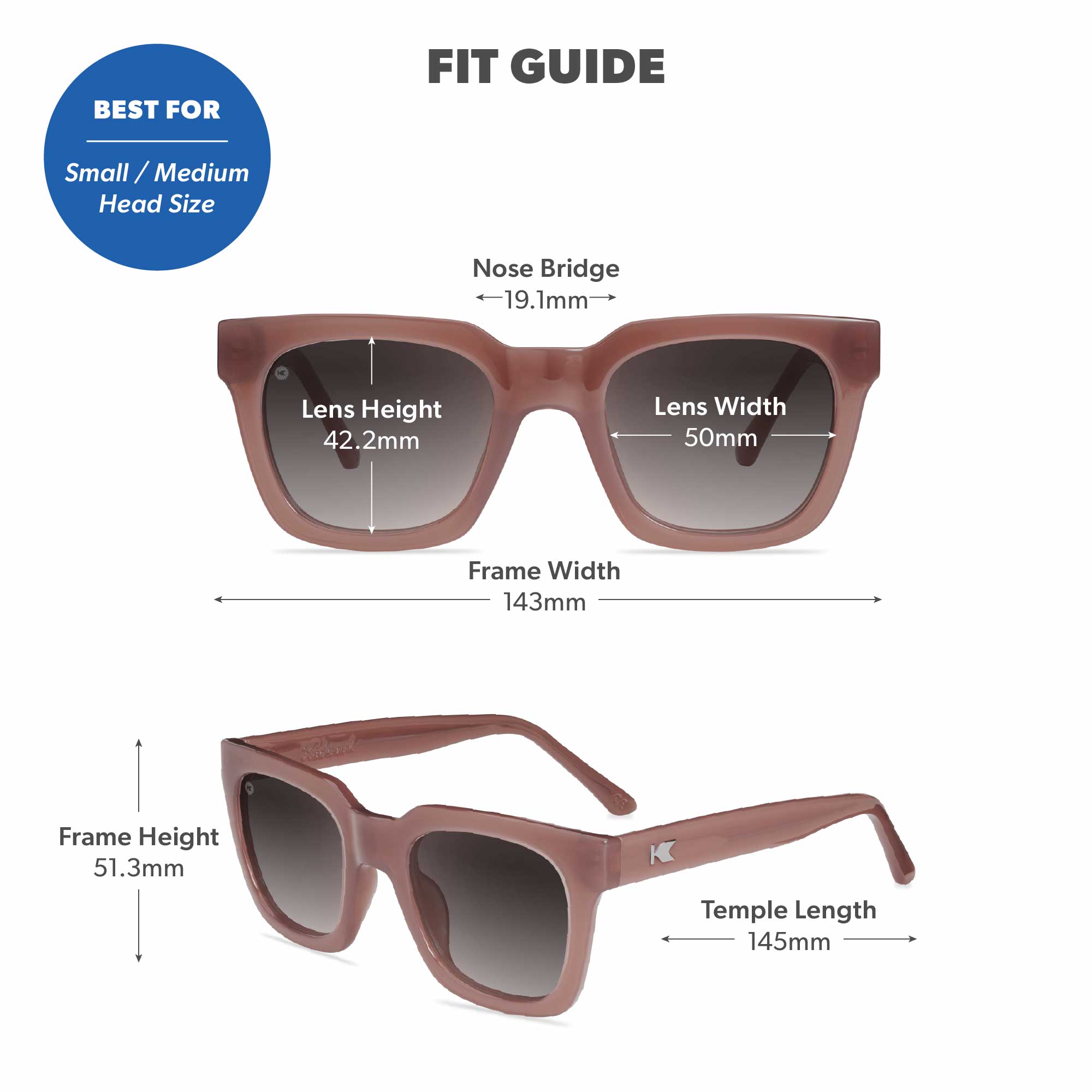 Rose Latte Songbirds Sunglasses, Fit Guide