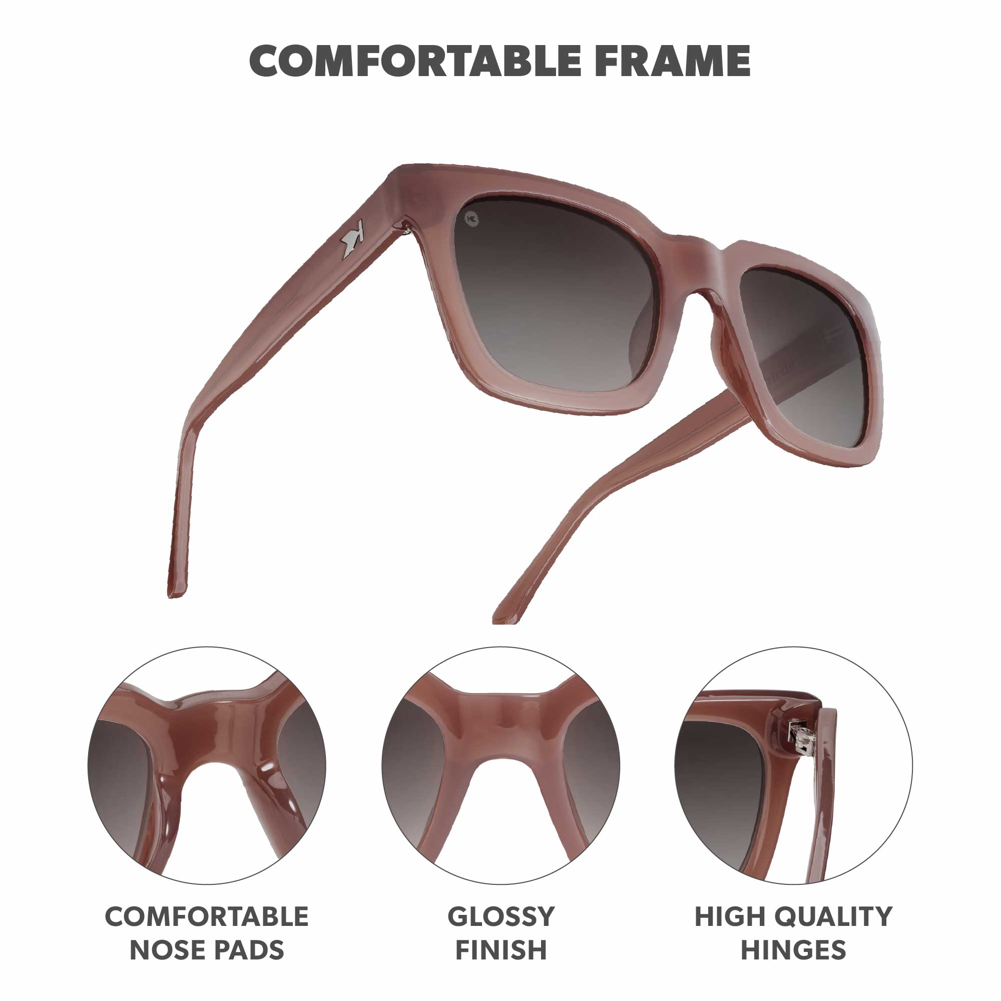 Rose Latte Songbirds Sunglasses, Frame Features