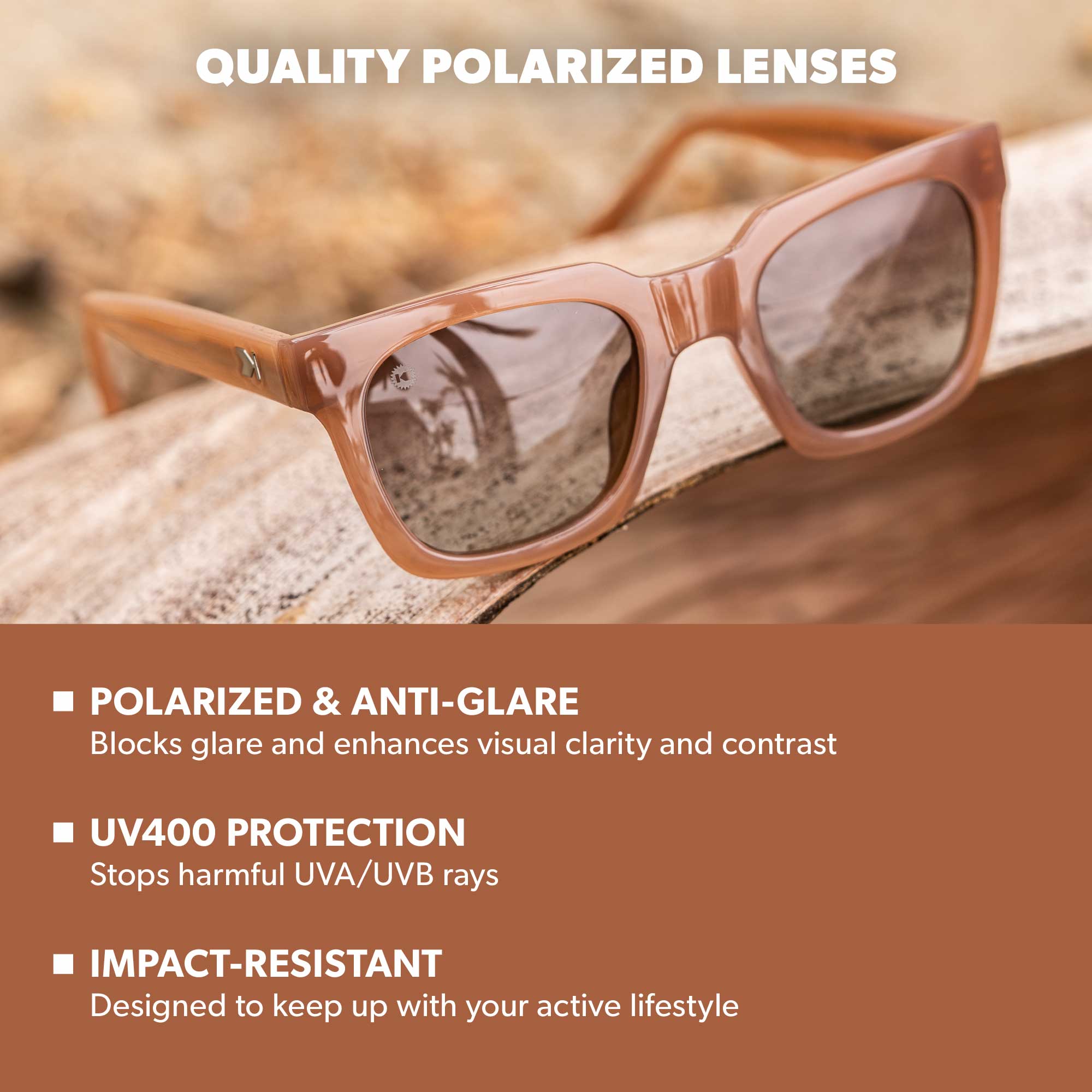 Rose Latte Songbirds Sunglasses, Lens Features