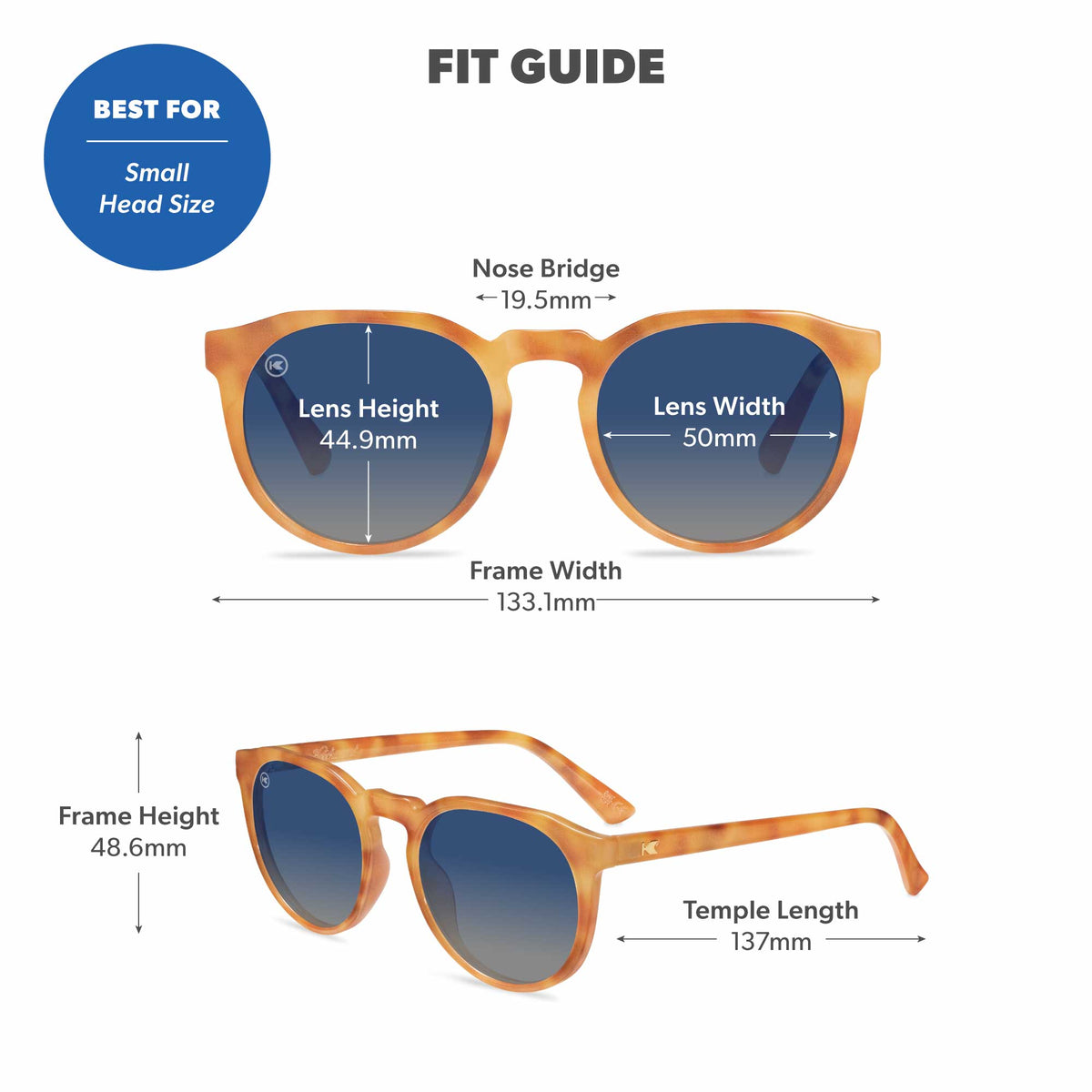 Fit Guide. Best for small head sizes. Photo features Sienna Tide Pools Sunglasses and includes specific frame measurements. See Fit Guide for more details.