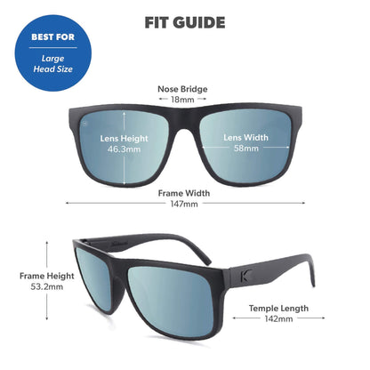 Matte Black on Black / Sky Blue Torrey Pines Sunglasses, Fit Guide
