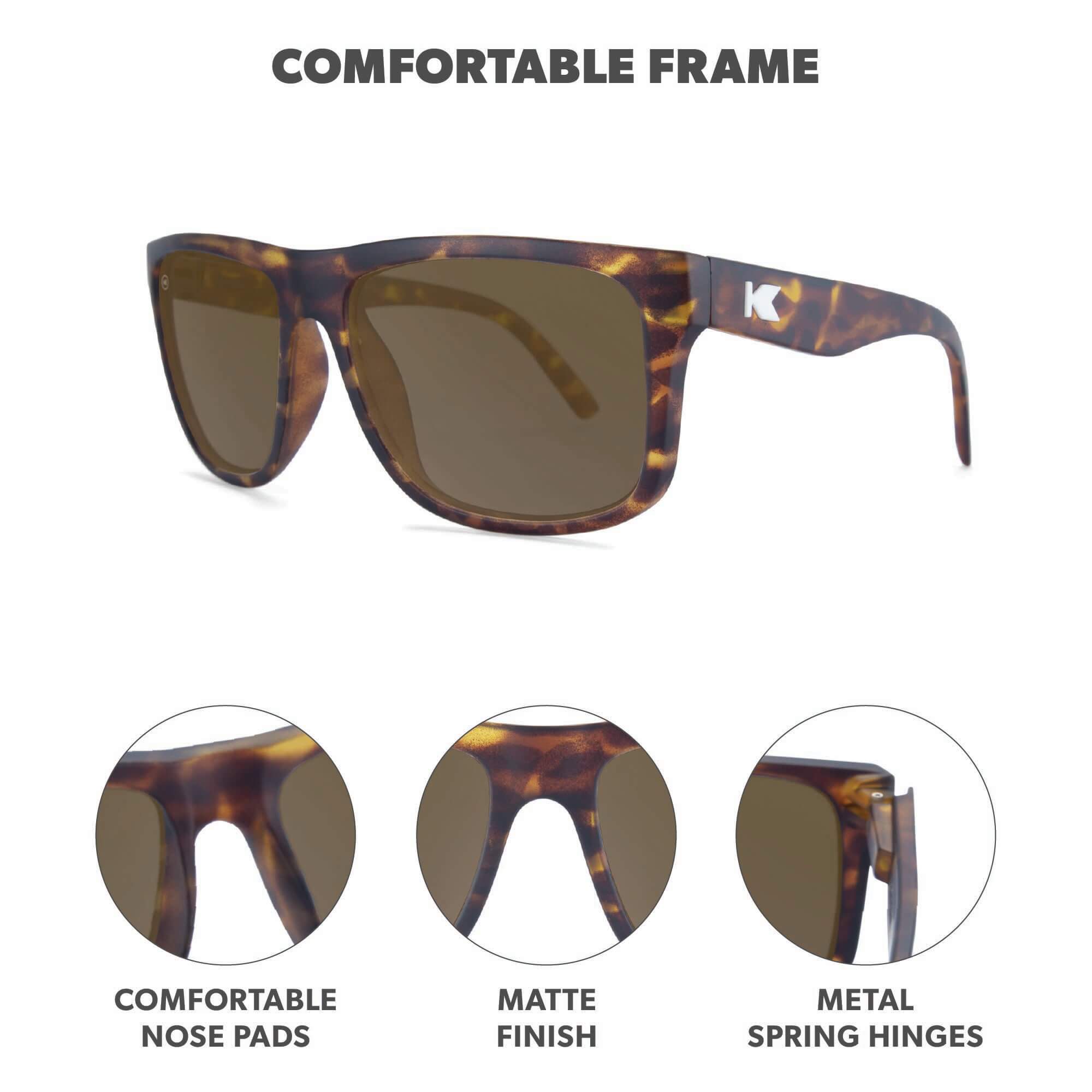 Matte Tortoise Shell / Amber Torrey Pines Sunglasses, Frame Features