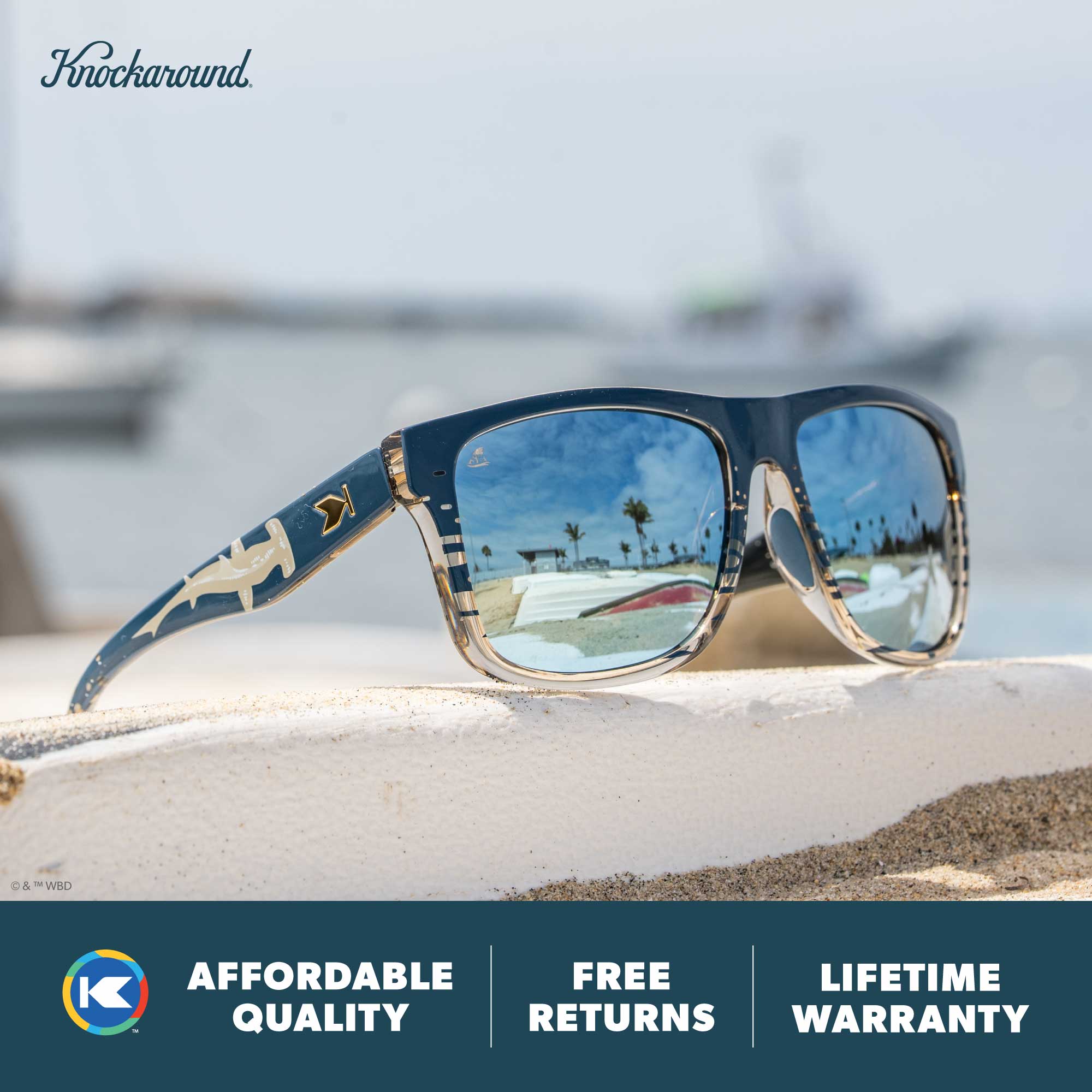 Discovery Shark Week 2026 Square Polarized Sunglasses for Large Heads