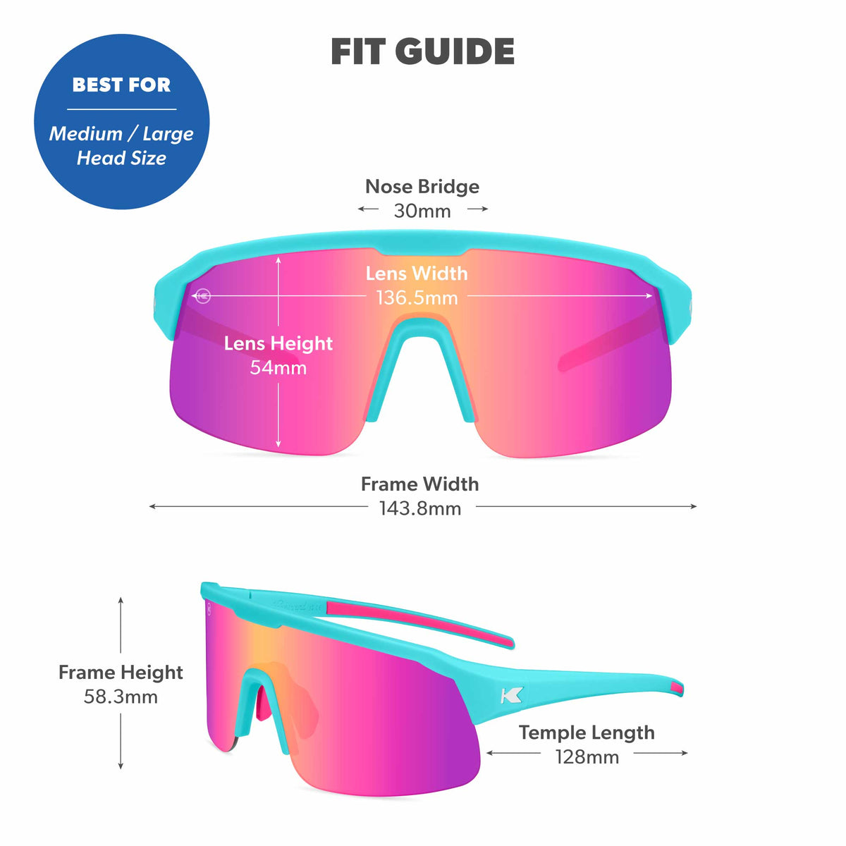 Fit Guide. Best for medium/large. Photo features Violectric / Pink Sunset Volts Sunglasses includes specific frame measurements. See Fit Guide for more details.