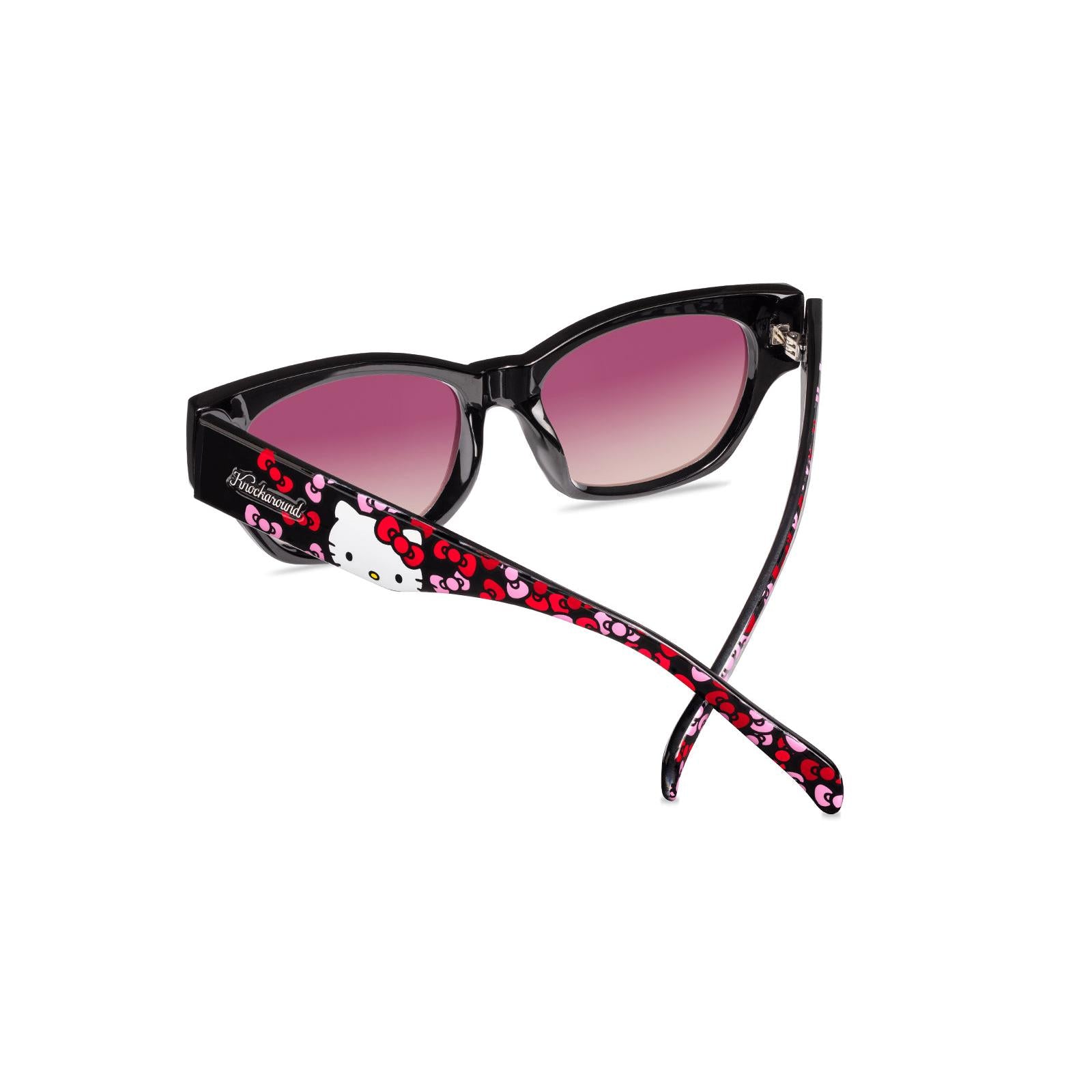 Trendy Rectangle Black & Red Hello Kitty Sunglasses with Black Lenses
