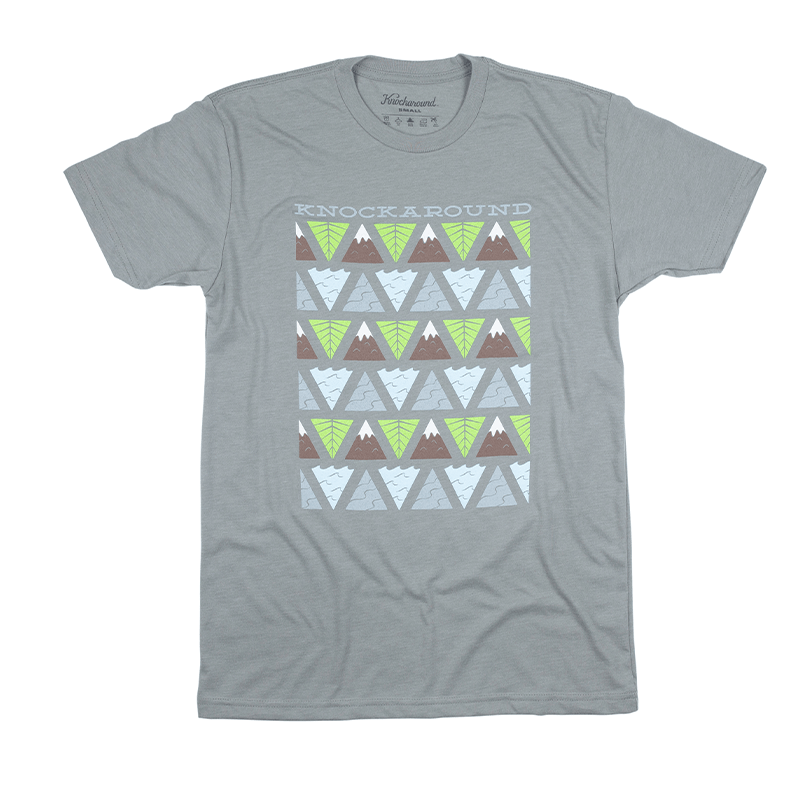 Grey t-shirt with printed design on the front