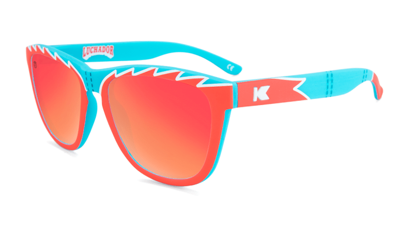 Lucha Libre themed sunglasses with red lenses