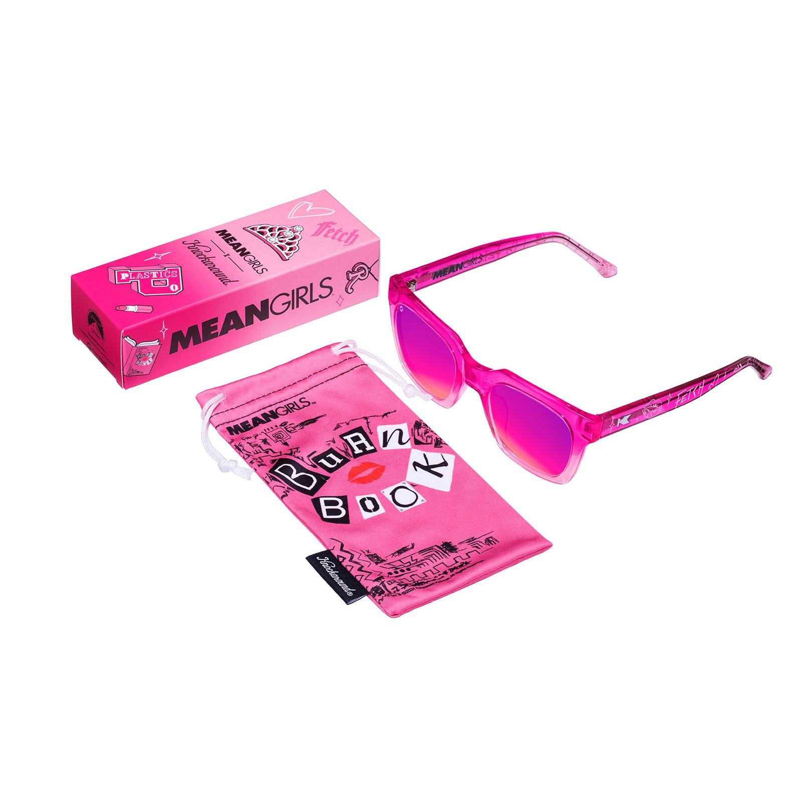 Trendy Square Polarized Pink Mean Girls Sunglasses with Pink Lenses