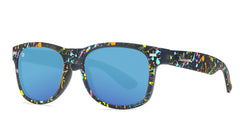 Sunglasses with Pain Party Frames and Polarized Aqua Lenses, Threequarter