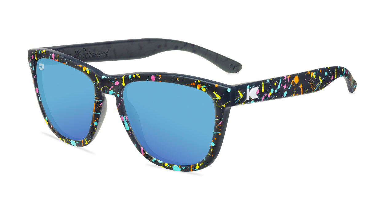 Sunglasses with Pain Party Frames and Polarized Aqua Lenses, Flyover