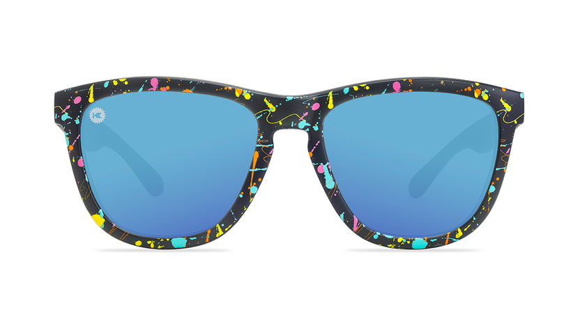Sunglasses with Pain Party Frames and Polarized Aqua Lenses, Front