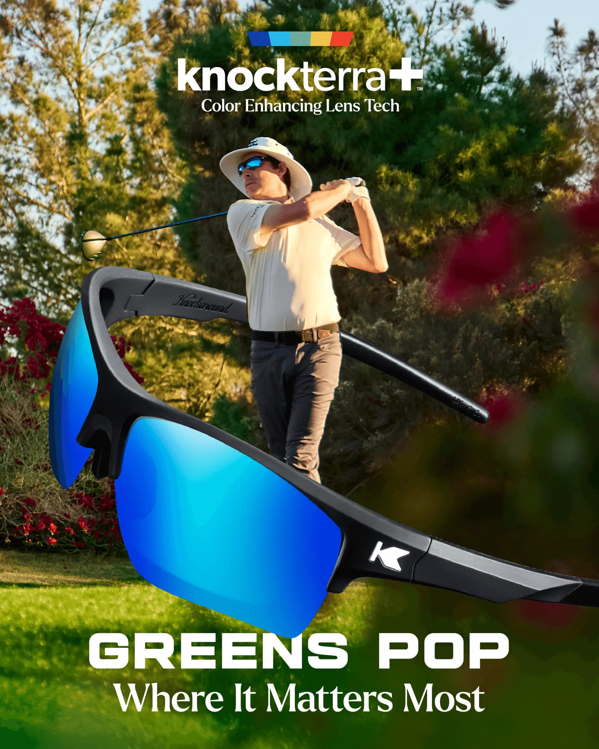 image of Joel dahmen golfing and knockterra+ sunglasses