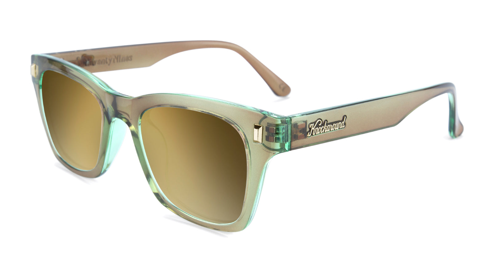 Aged Sage Seventy Nines Prescription Sunglasses with Gold Lens, Flyover
