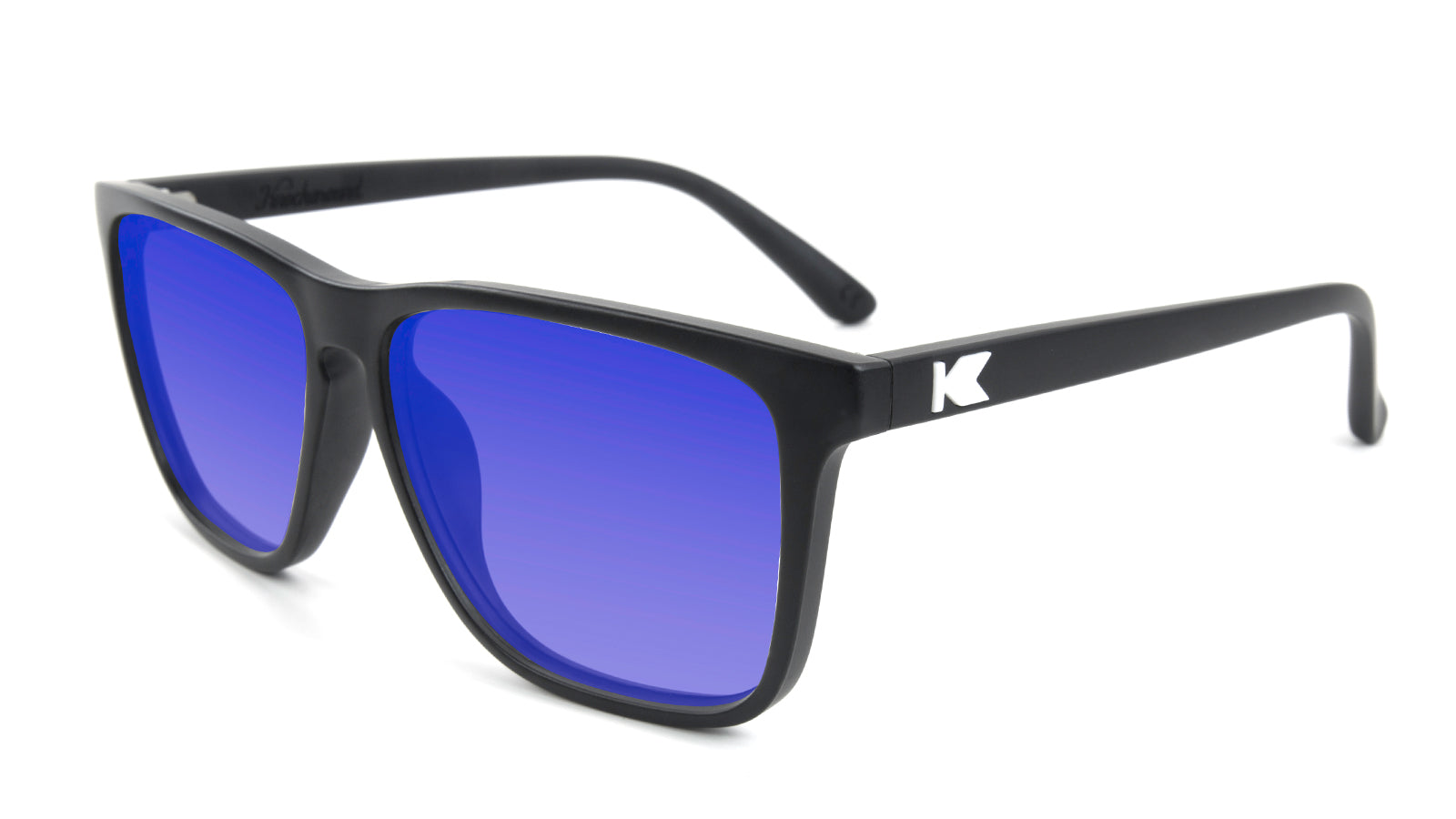 Matte Black Fast Lanes Prescription Sunglasses with Blue Lens, Flyover