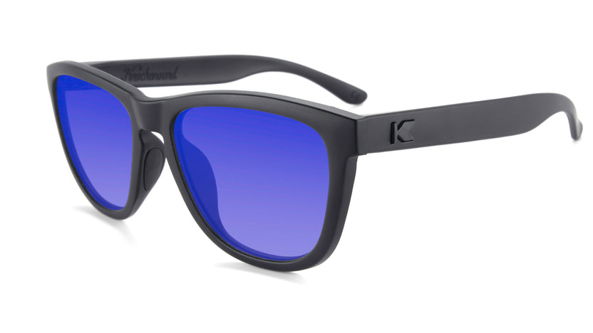 Black on Black Premiums Sport Prescription Sunglasses with Blue Lens, Flyover 