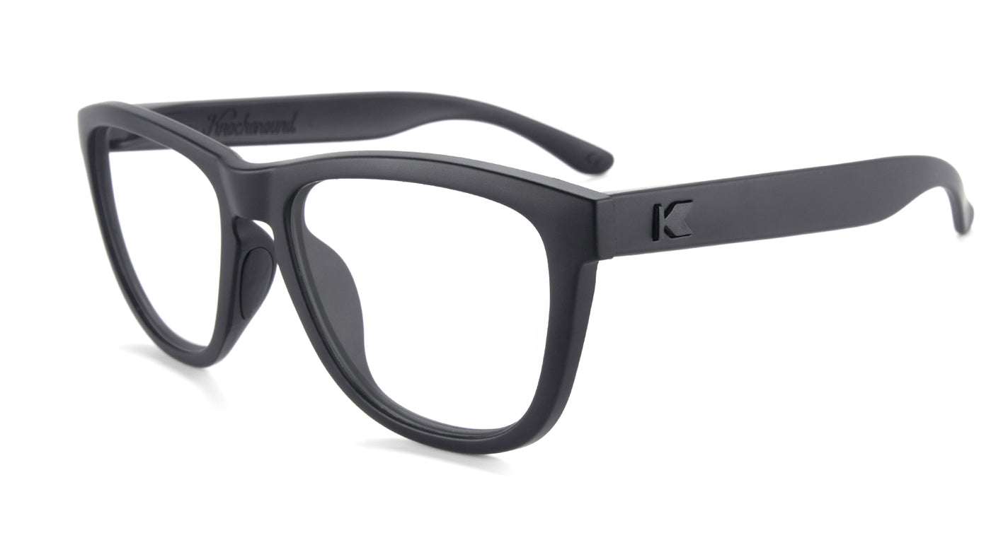 Black on Black Premiums Sport Prescription Sunglasses with Clear Lens, Flyover 