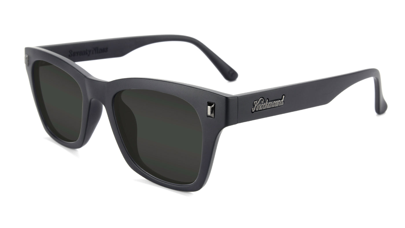 Black on Black Seventy Nines Prescription Sunglasses with Grey Lens, Flyover