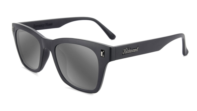 Black on Black Seventy Nines Prescription Sunglasses with Silver Lens, Flyover