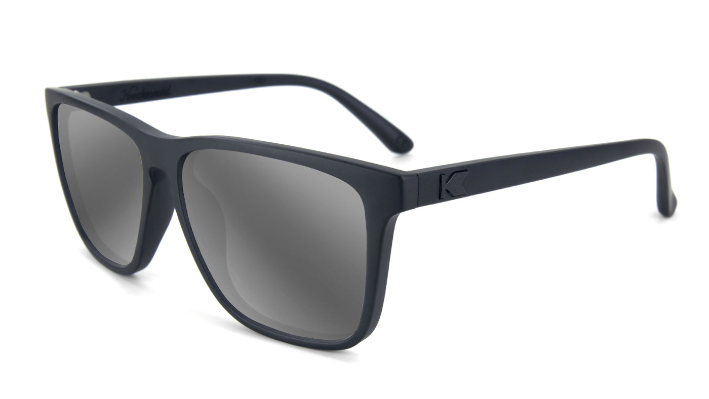 Black on Black Fast Lanes Prescription Sunglasses with Silver Lens, Flyover 