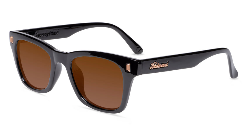 Black Peach Prescription Sunglasses with Brown Lens, Flyover