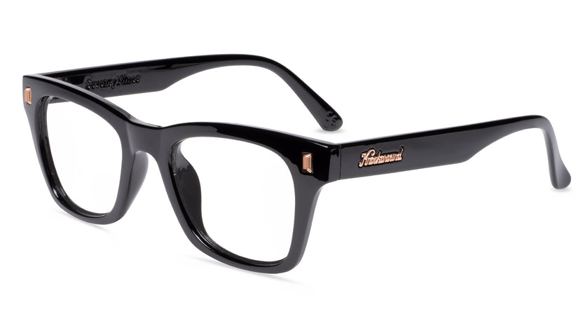 Black Peach Prescription Sunglasses with Clear Lens, Flyover