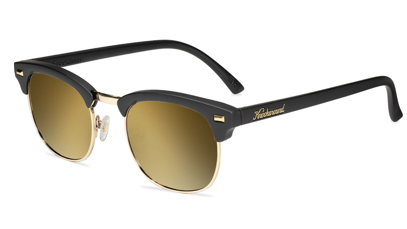 Black Gold Brooklines Prescription Sunglasses with Gold Lens, Flyover
