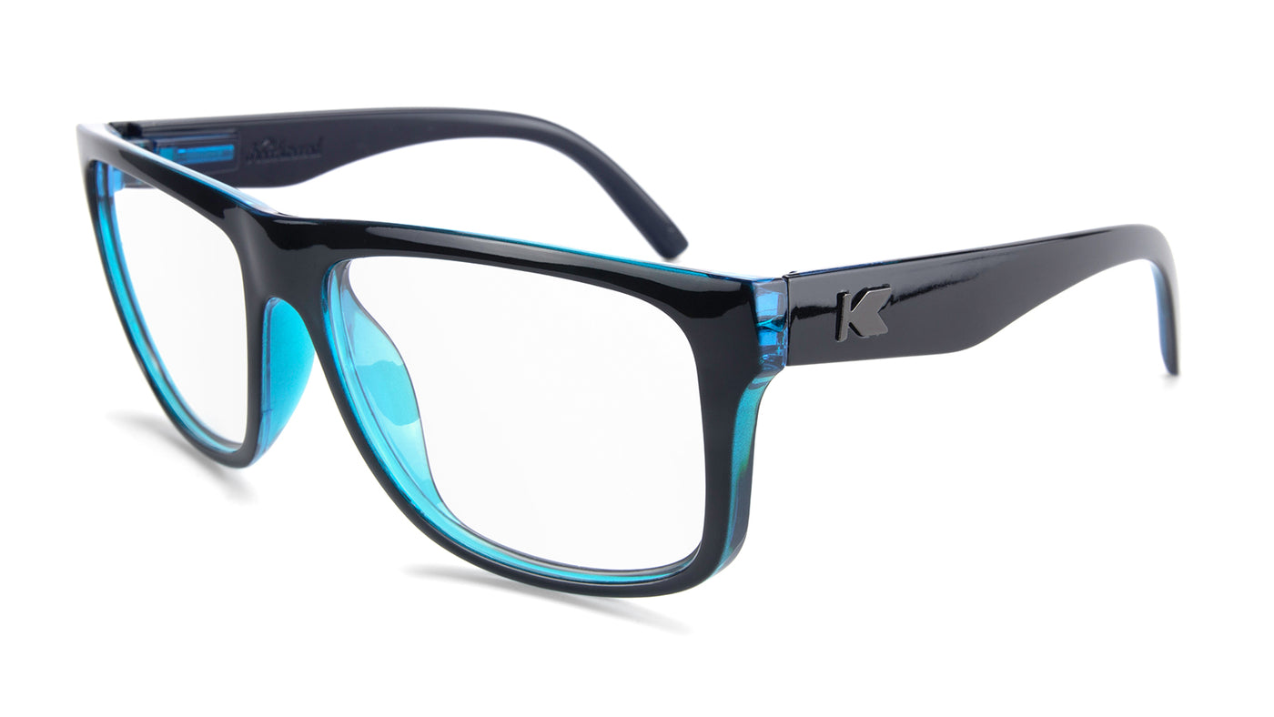 Black Ocean Torrey Pines Prescription Sunglasses with Clear Lens, Flyover 