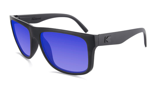 Black on Black Torrey Pines Prescription Sunglasses with Blue Lens, Flyover 