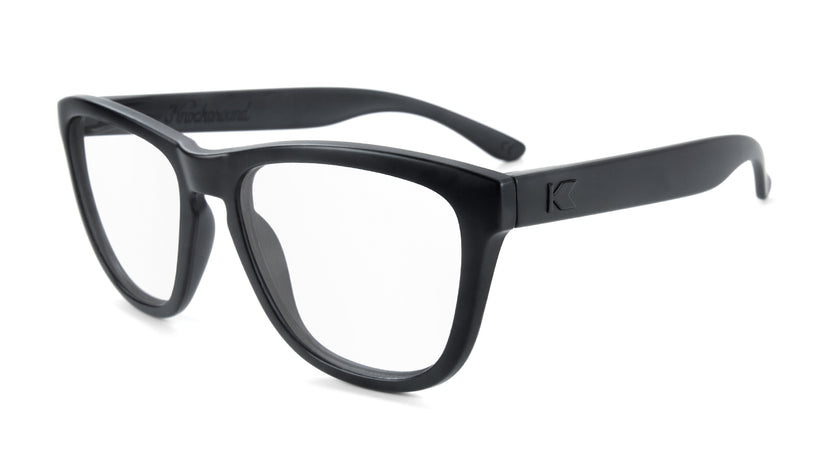 Black on Black Premiums Prescription Sunglasses with Clear Lens, Flyover