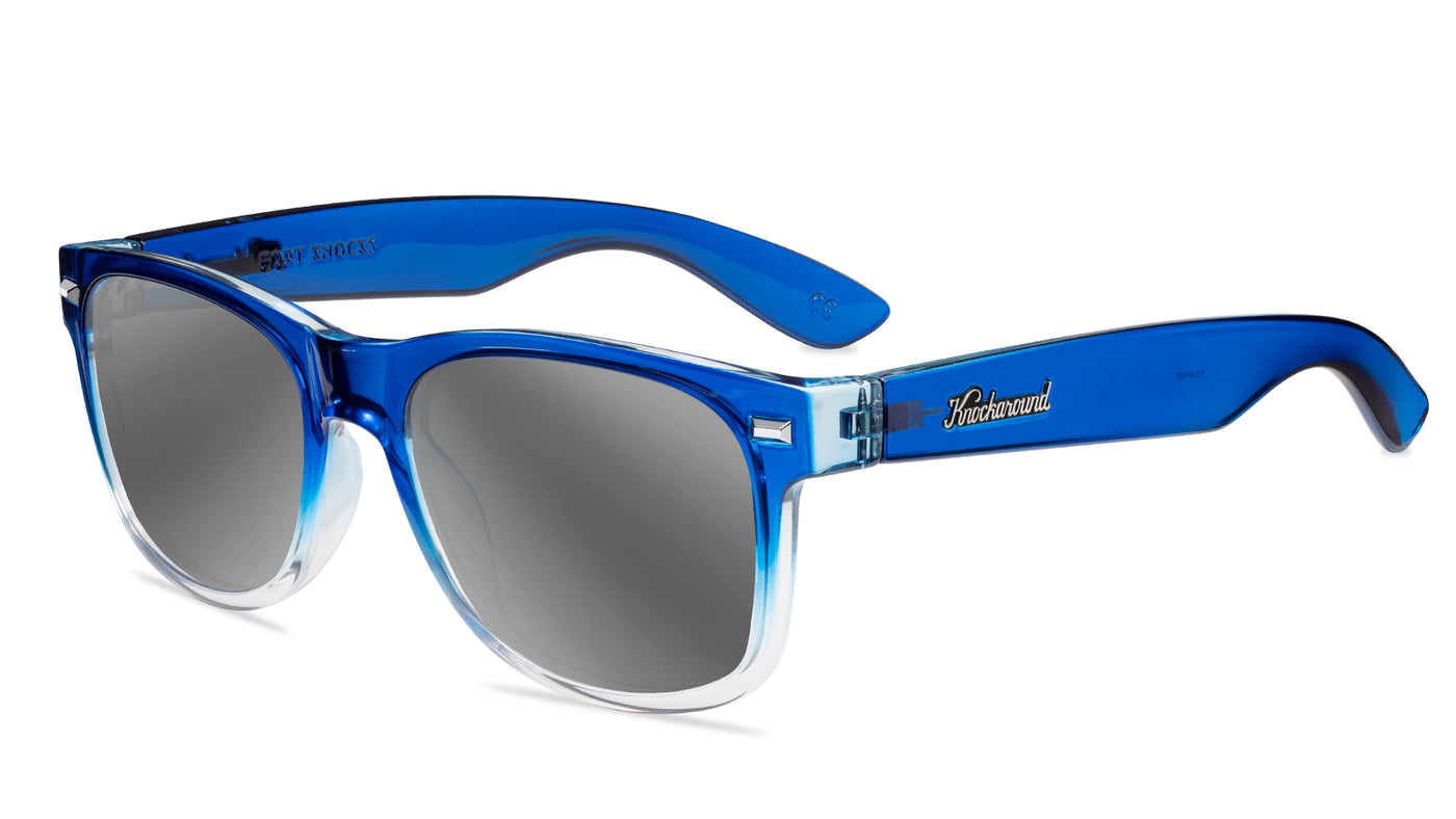 Blue Obsidian Fort Knocks Prescription Sunglasses with Silver Lens, Flyover