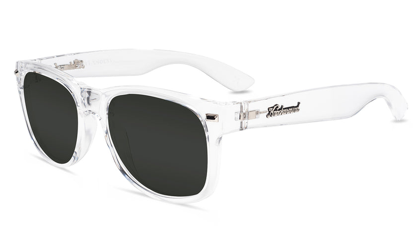 Clear Fort Knocks Prescription Sunglasses with Grey Lens, Flyover 