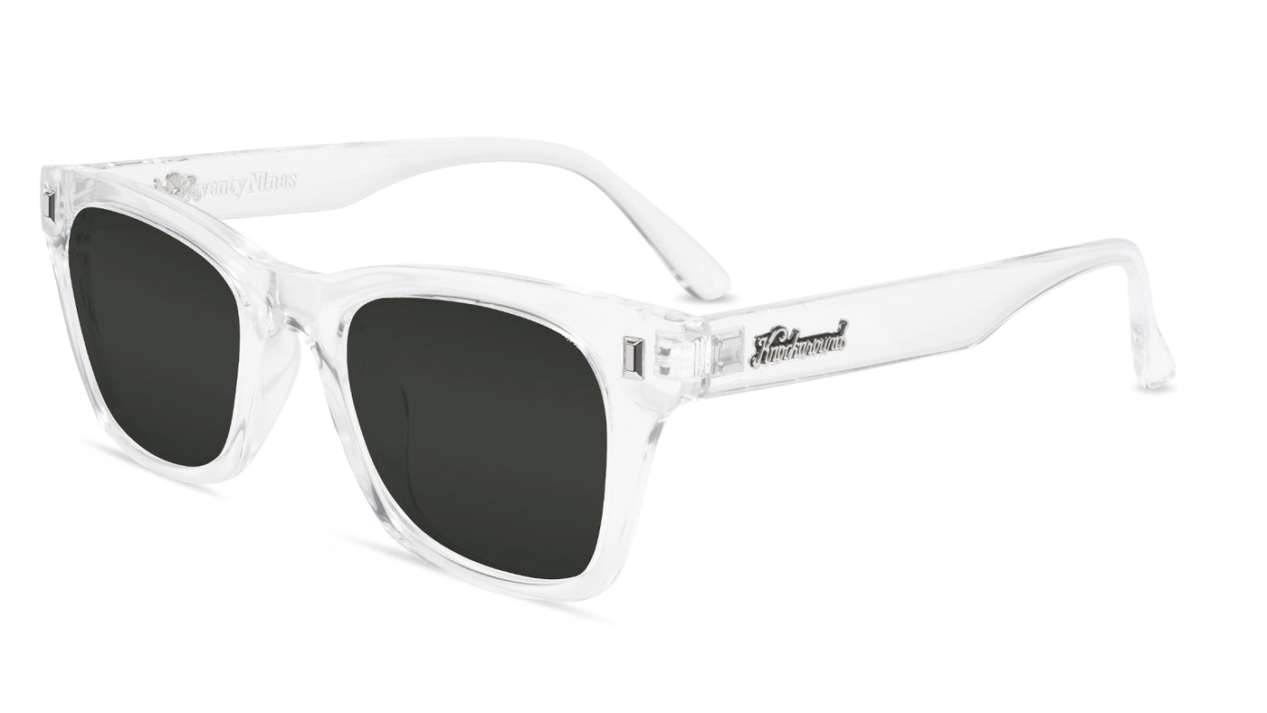 Clear Seventy Nines Prescription Sunglasses with Grey Lens, Flyover