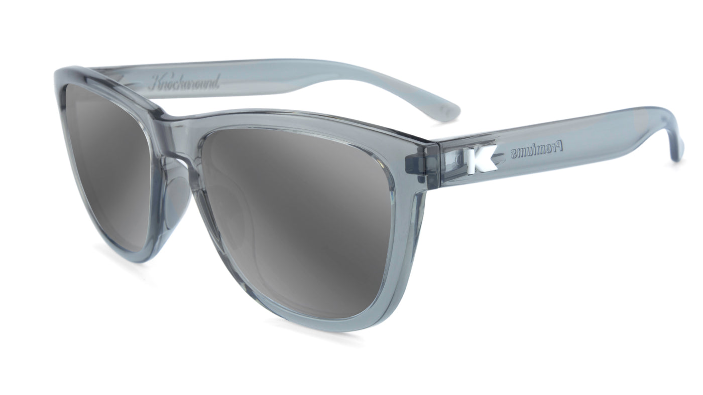Clear Grey Premiums Sport Prescription Sunglasses with Silver Lens, Flyover 