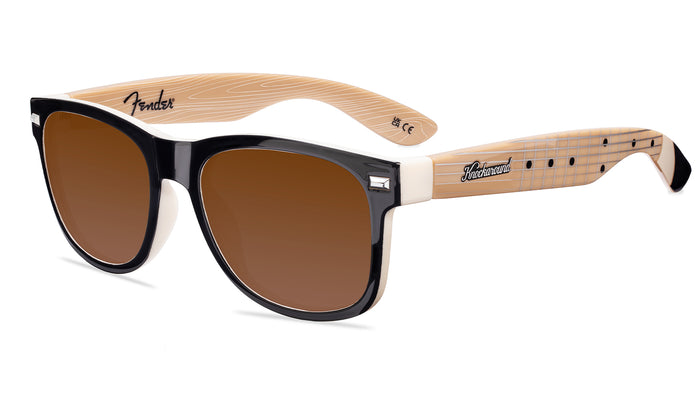 Black Stratocaster Fort Knocks Prescription Sunglasses with Brown Lens, Flyover