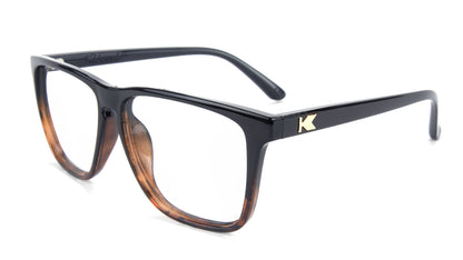 Glossy Black and Tortoise Shell Fade Fast Lanes Prescription Sunglasses with Clear Lens, Flyover 