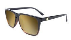 Glossy Black and Tortoise Shell Fade Fast Lanes Prescription Sunglasses with Gold Lens, Flyover 