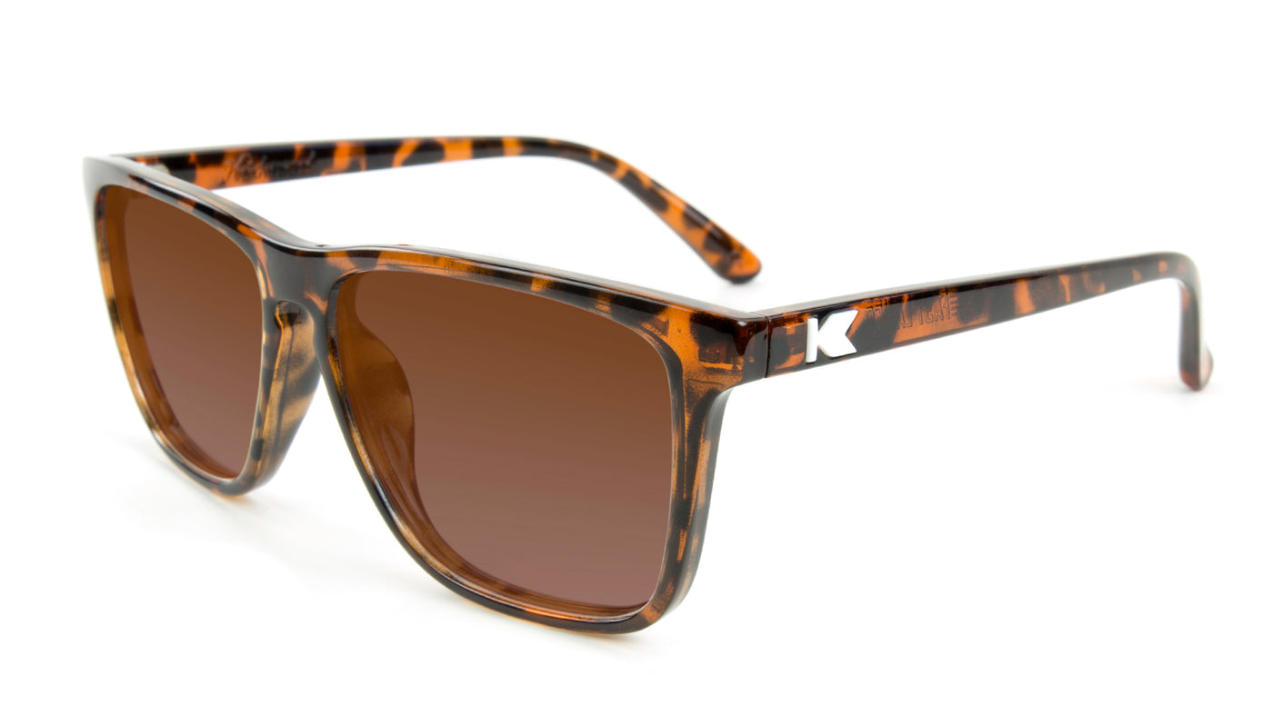 Glossy Tortoise Shell Fast Lanes Prescription Sunglasses with Brown Lens, Flyover 
