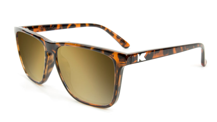 Glossy Tortoise Shell Fast Lanes Prescription Sunglasses with Gold Lens, Flyover 