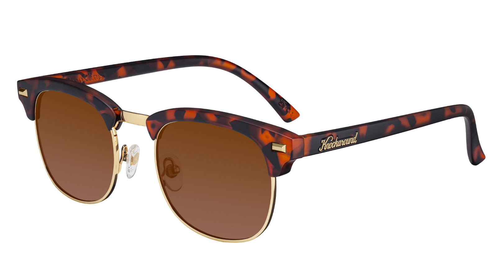 Matte Tortoise Shell & Gold Brooklines Prescription Glasses with Brown Lens, Flyover