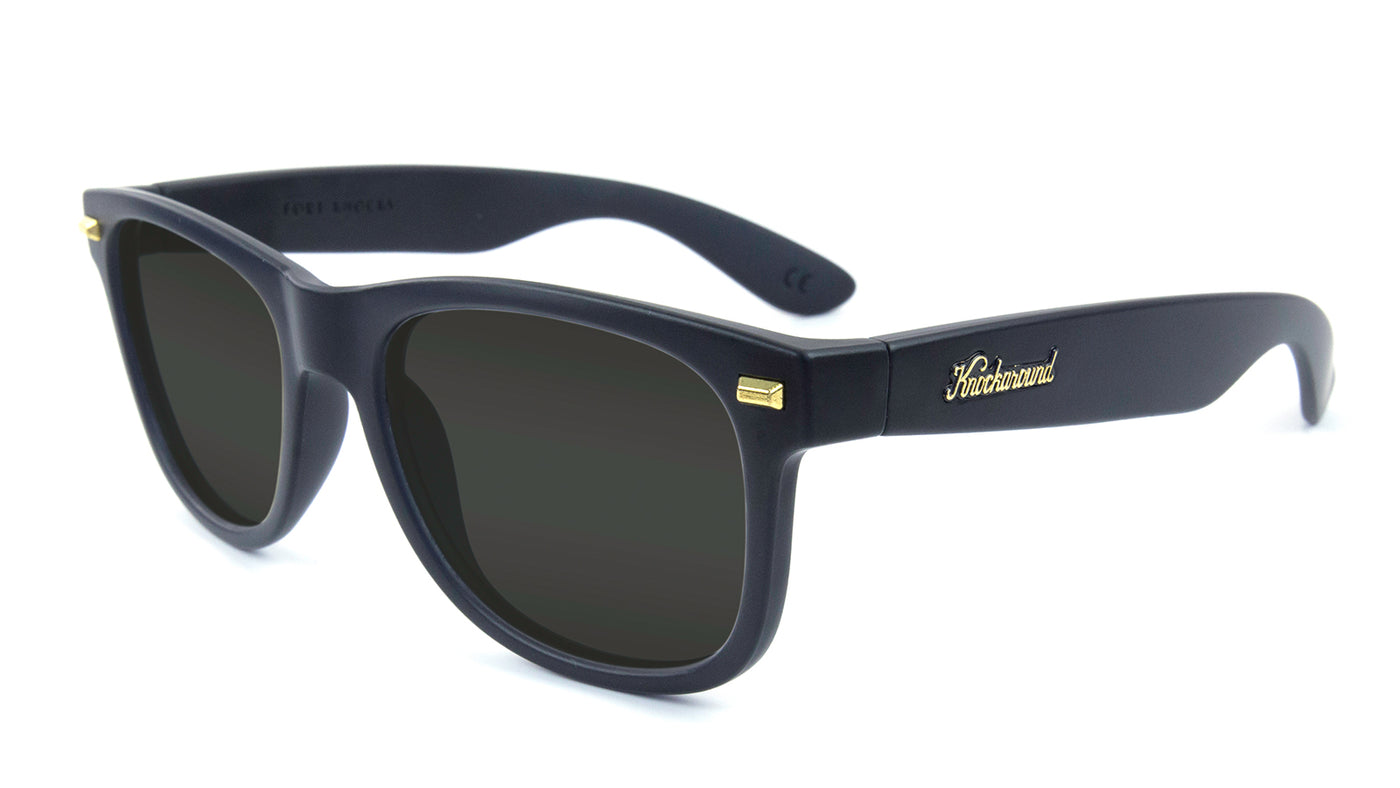 Matte Black Fort Knocks Prescription Sunglasses with Grey Lens, Flyover 