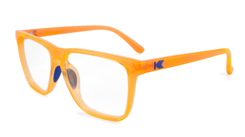 Neon Orange Fast Lanes Sport Prescription Sunglasses with Clear Lens, Flyover 