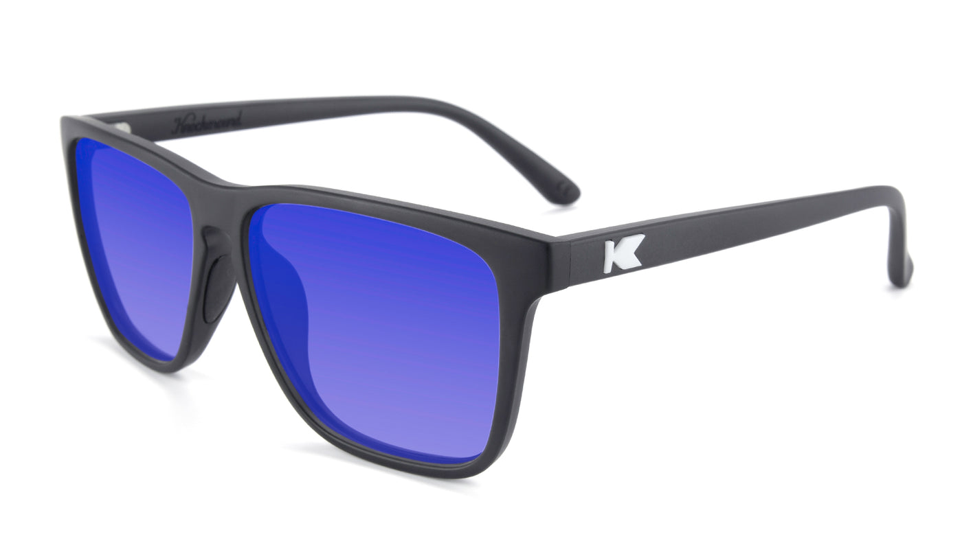 Matte Black  Fast Lanes Prescription Sunglasses with Blue Lens, Flyover 