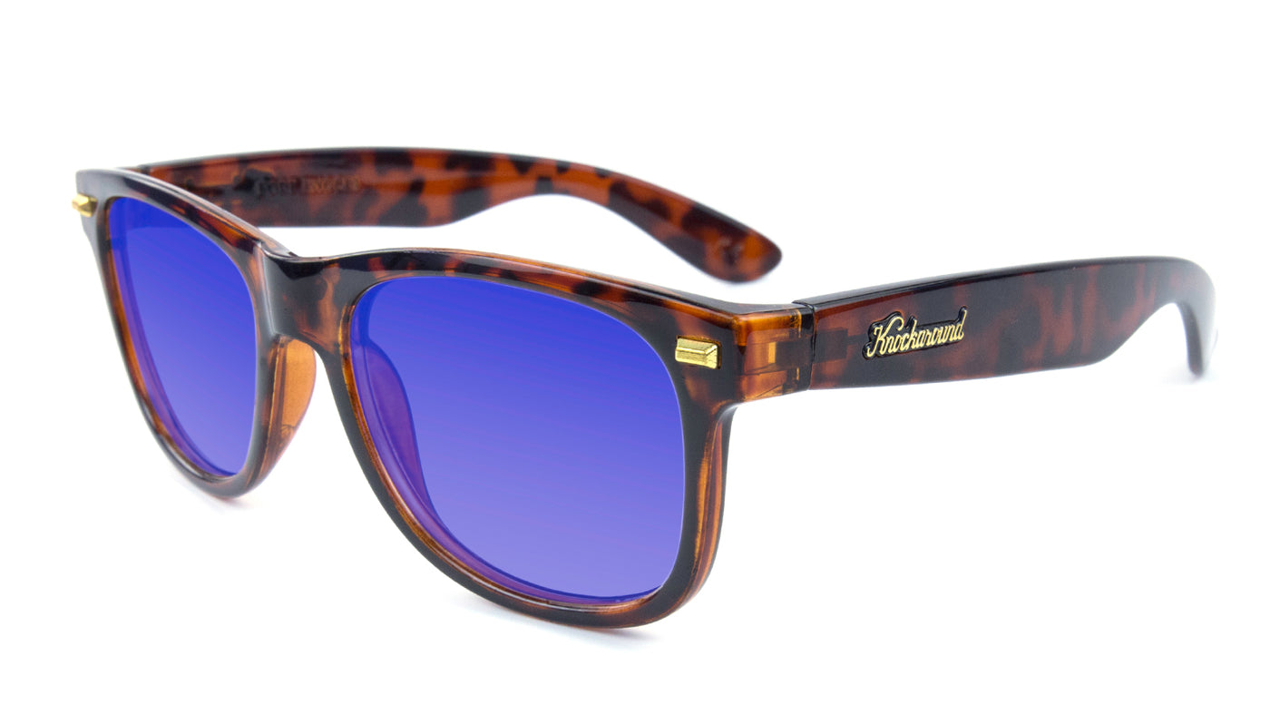Glossy Tortoise Shell Fort Knocks Prescription Sunglasses with Blue Lens, Flyover