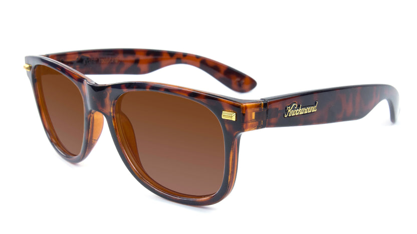 Glossy Tortoise Shell Fort Knocks Prescription Sunglasses with Brown Lens, Flyover 