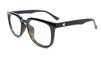Glossy Black and Tortoise Shell Fade Paso Robles Prescription Sunglasses with Clear Lens, Flyover 