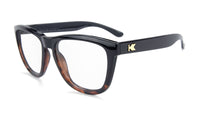 Glossy Black and Tortoise Shell Fade Premiums  Prescription Sunglasses with Clear Lens, Flyover 