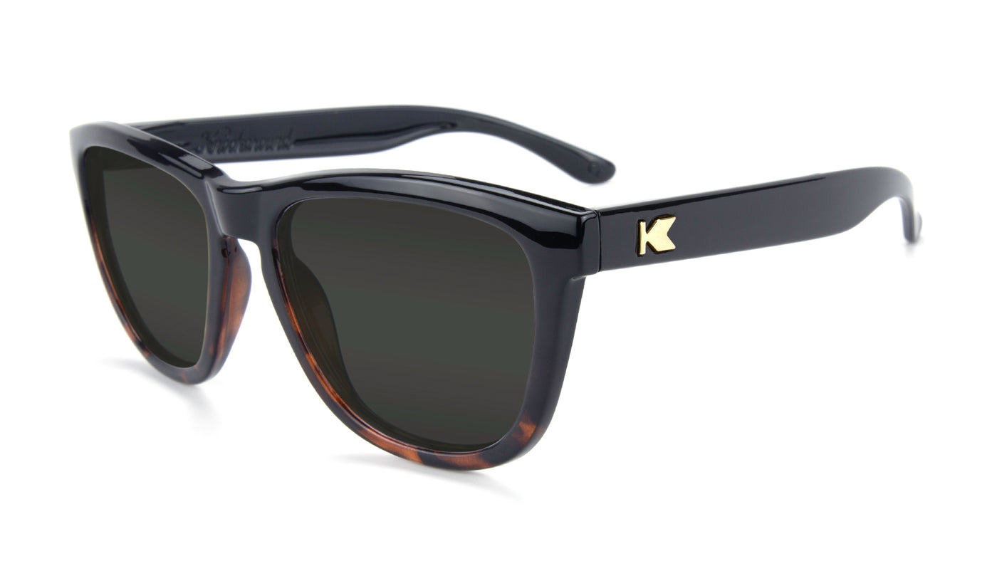 Glossy Black and Tortoise Shell Fade Premiums  Prescription Sunglasses with Grey Lens, Flyover 